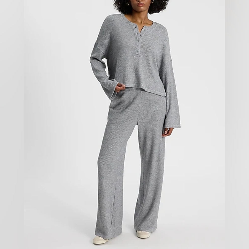 Express‎ Glitter Waffle Set Of Long Sleeve/Pants Size M